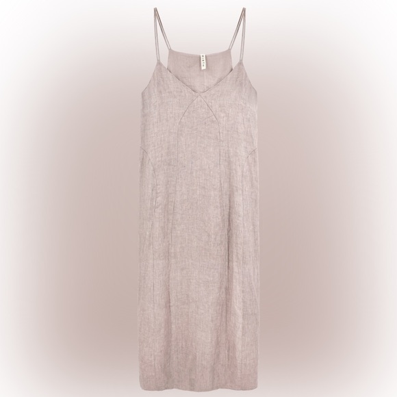 MIRTH COMO DRESS IN MUSHROOM LINEN SIZE SMALL - Picture 5 of 9